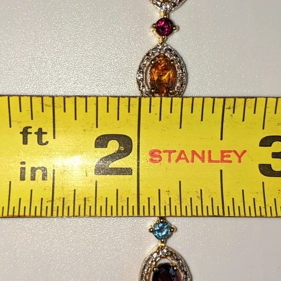 Multi-Gemstone Peridot, London Blue, Amethyst Tennis Bracelet - Picture 13 of 16